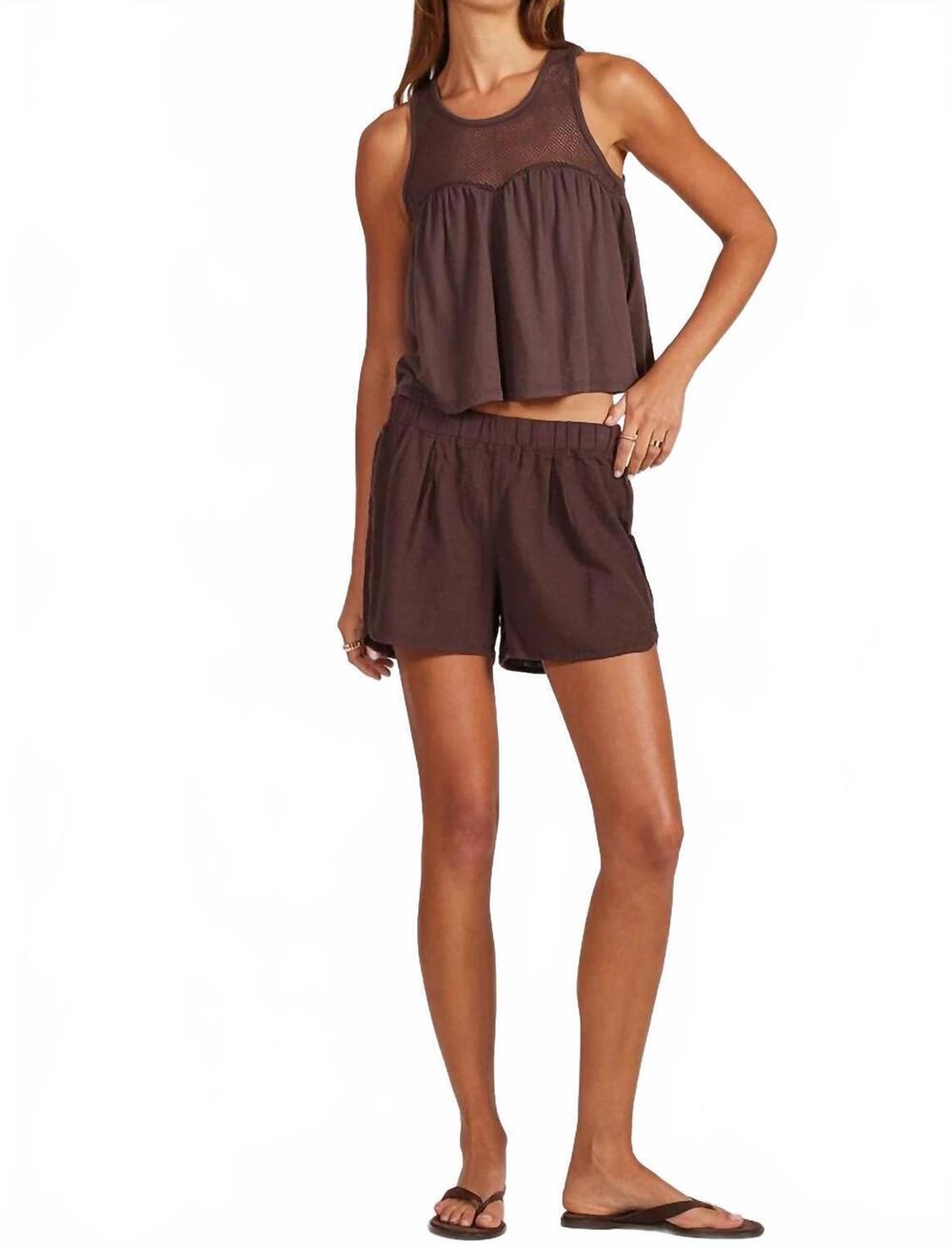 NEW BOBI pleated shorts in umber